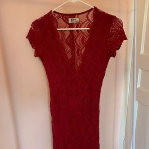 Nightcap Red Lace V Neck Mini Dress (SM) Sexy!